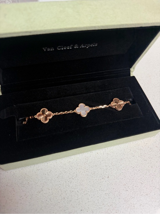Van Cleef & Arpels Jewelry - Van Cleef & Arpels Rose Gold Alhambra Bracelet with White Mother-of-Pearl